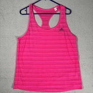 Adidas Women’s Size L/XL Pink Racer Back Tank Top Fitted Yoga Jogging Workout